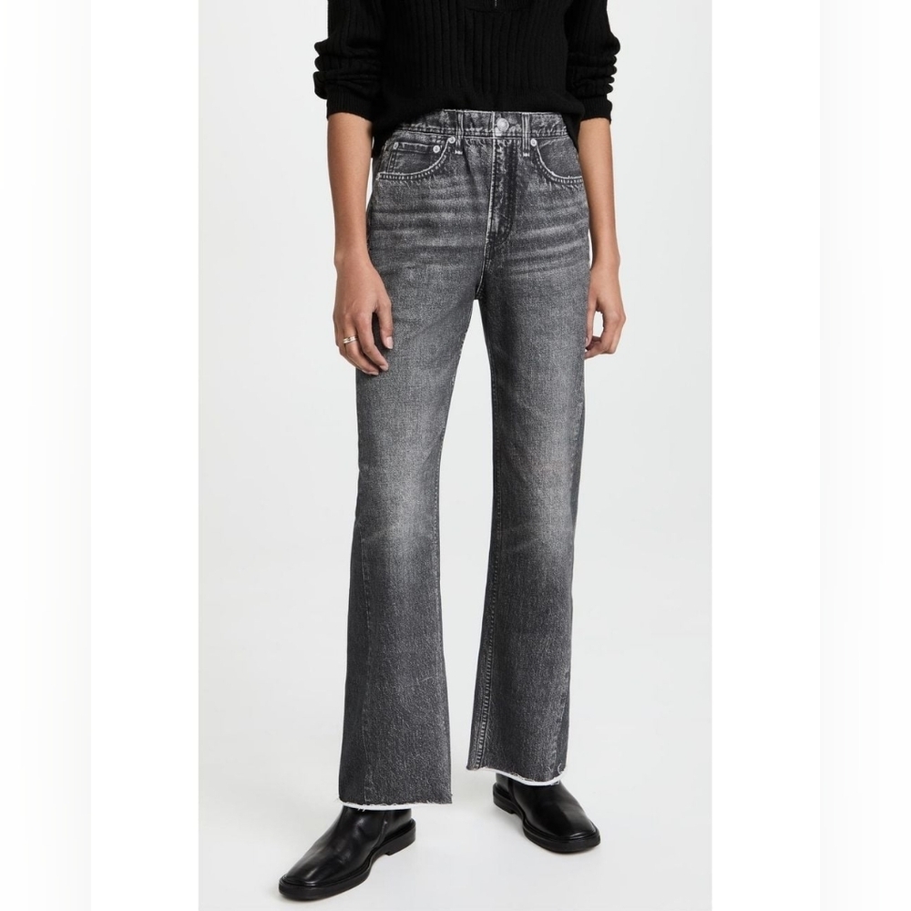 Rag & Bone Women's Black Miramar Wide Leg Trompe L'oeil Cotton Pant